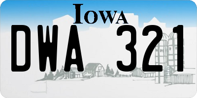 IA license plate DWA321