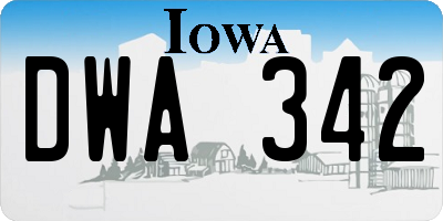 IA license plate DWA342
