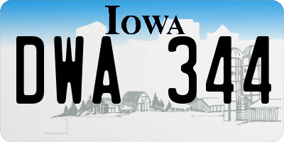 IA license plate DWA344