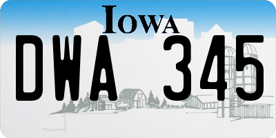 IA license plate DWA345