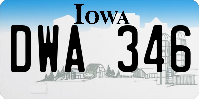 IA license plate DWA346