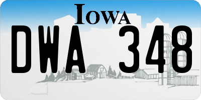 IA license plate DWA348
