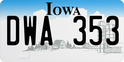 IA license plate DWA353
