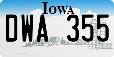 IA license plate DWA355