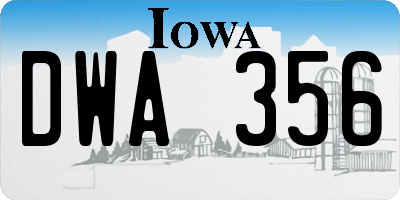 IA license plate DWA356