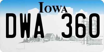 IA license plate DWA360