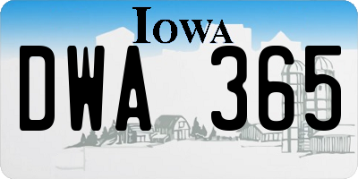 IA license plate DWA365