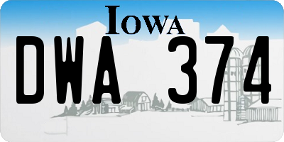 IA license plate DWA374