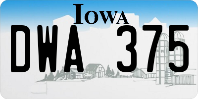 IA license plate DWA375