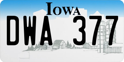 IA license plate DWA377