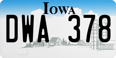 IA license plate DWA378