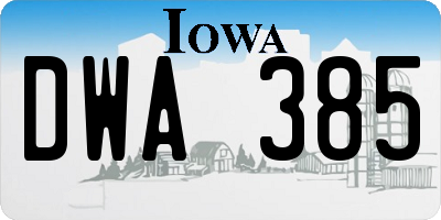 IA license plate DWA385