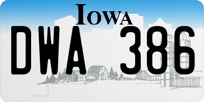 IA license plate DWA386