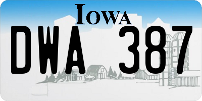 IA license plate DWA387