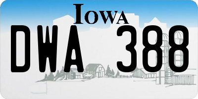 IA license plate DWA388