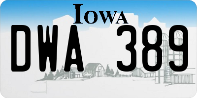IA license plate DWA389