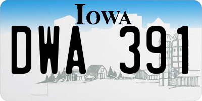 IA license plate DWA391