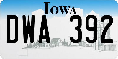 IA license plate DWA392