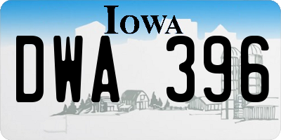 IA license plate DWA396