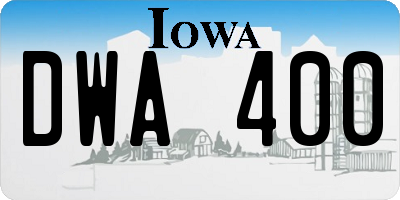IA license plate DWA400