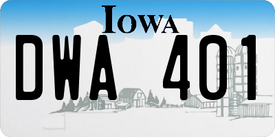 IA license plate DWA401