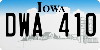 IA license plate DWA410