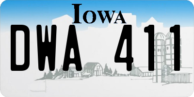IA license plate DWA411