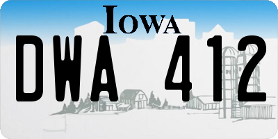 IA license plate DWA412