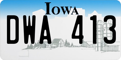 IA license plate DWA413