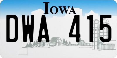 IA license plate DWA415