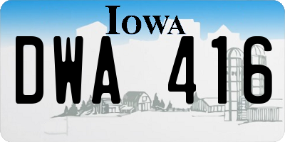 IA license plate DWA416