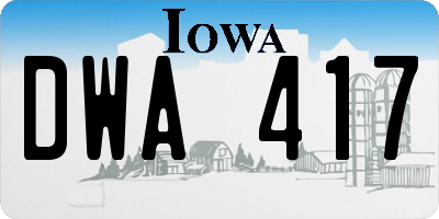 IA license plate DWA417