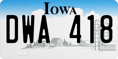 IA license plate DWA418