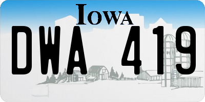 IA license plate DWA419