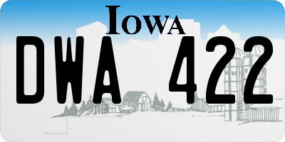 IA license plate DWA422