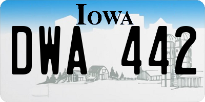 IA license plate DWA442