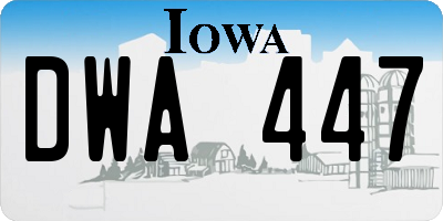 IA license plate DWA447