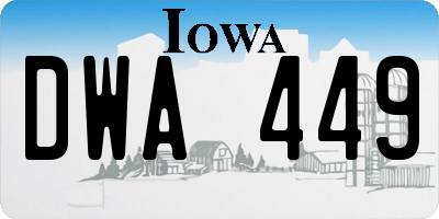 IA license plate DWA449