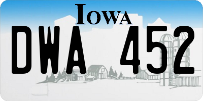 IA license plate DWA452