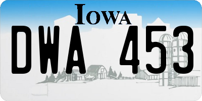 IA license plate DWA453