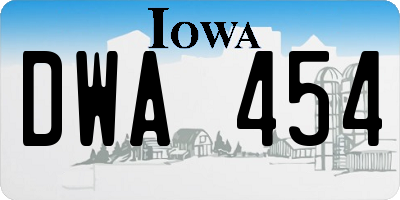 IA license plate DWA454