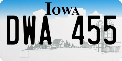 IA license plate DWA455