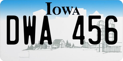 IA license plate DWA456