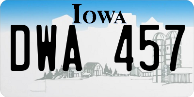 IA license plate DWA457