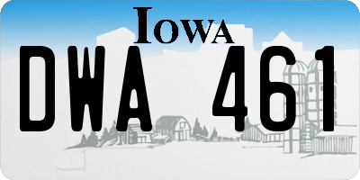 IA license plate DWA461