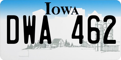 IA license plate DWA462