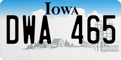 IA license plate DWA465