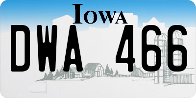 IA license plate DWA466