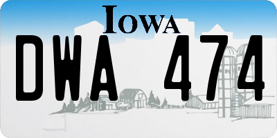 IA license plate DWA474