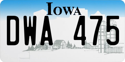 IA license plate DWA475